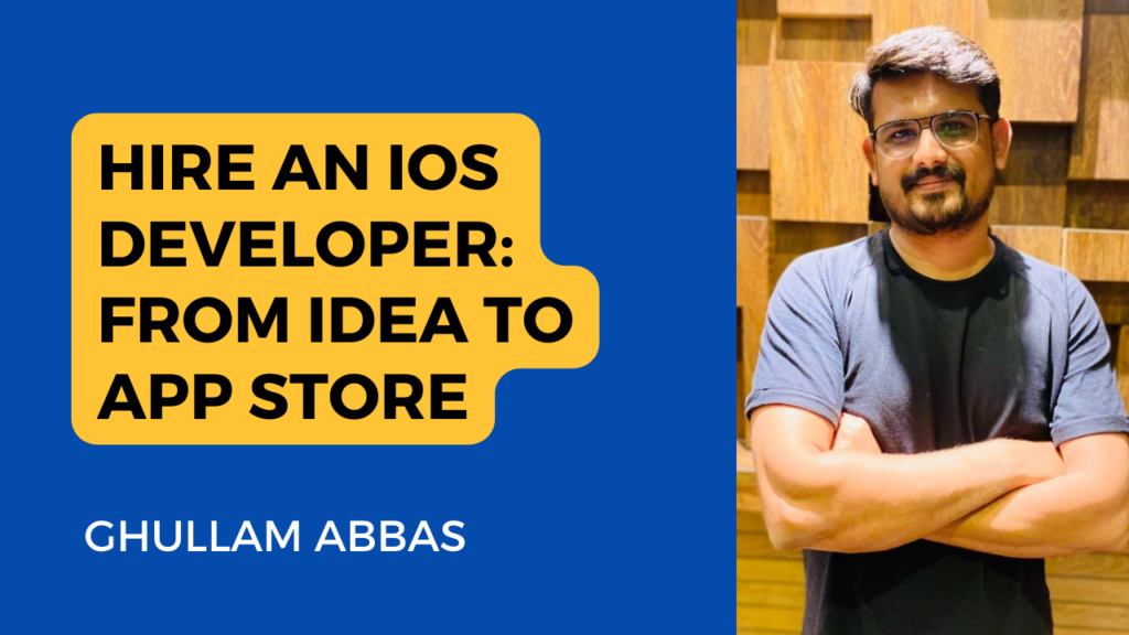 This image appears to be a promotional material for a guide or service related to hiring an iOS developer, authored by Ghullam Abbas. The person's face is obscured for privacy. The background of the image is divided into two parts: the left side is solid blue and the right side shows a person with their face obscured, standing against a wooden wall. On the left side, there's a yellow speech bubble containing text in black font that reads "**HIRE AN IOS DEVELOPER: FROM IDEA TO APP STORE**". Below the speech bubble, there’s additional text in white that reads "**GHULLAM ABBAS**". On the right side of the image, there’s a person wearing a dark t-shirt, standing with their arms crossed. Their face is obscured by a grey rectangle. It is possible that this image is used as a cover or promotional material for a book or online course on iOS development authored by Ghullam Abbas. The speech bubble and additional text on the left side of the image suggest that the guide or service is related to hiring an iOS developer. However, without more context, it is difficult to say for certain. If you have any more information about the context of this image, I would be happy to help you further. Source: Conversation with Bing, 22/01/2024 (1) Alt Text SEO: Why is Alt Text Important? - Moz. https://moz.com/learn/seo/alt-text. (2) Image Alt Text: What It Is, How to Write It, and Why It Matters to SEO. https://blog.hubspot.com/marketing/image-alt-text. (3) Alternative Text | Accessible U - University of Minnesota. https://accessibility.umn.edu/what-you-can-do/start-7-core-skills/alternative-text.
